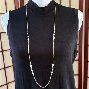 Gold and White Beaded Necklace